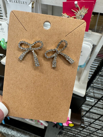 Rhinestone Bow Earrings