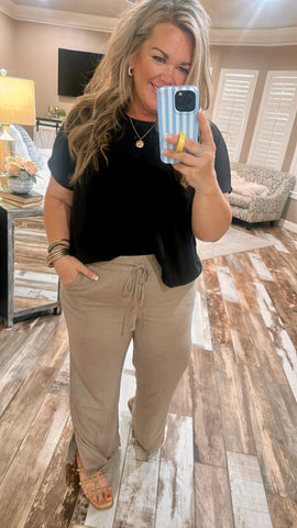 Summer Linen Pants-MOCHA