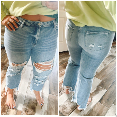 Holy Moly Distressed Cropped Jeans