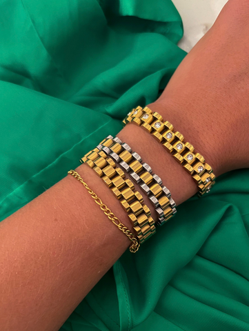 Thin Two Toned Watch Band Bracelet