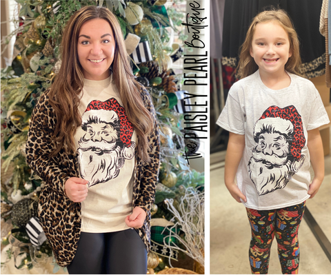 Leopard Santa Tee (kids & adult)