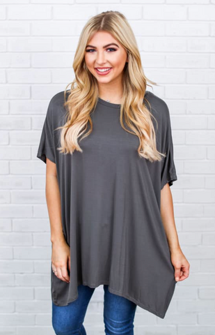 Ezra Tunic Top-Smoked Grey