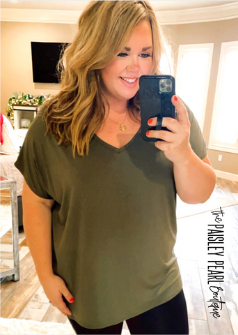 Beaux Boyfriend Tee-Olive