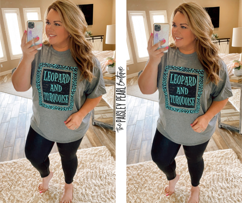 DEAL OF THE DAY-Leopard & Turquoise Tee