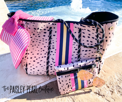 Neoprene Tote + Wristlet: Rose Gold