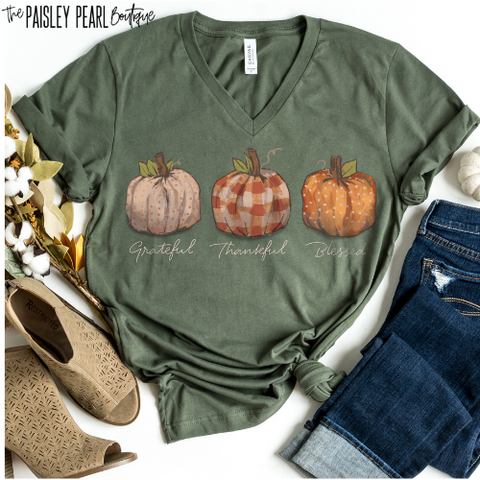 Grateful, Thankful, Blessed Pumpkin Tee