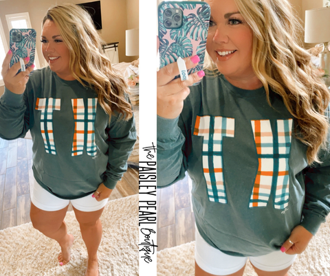 TX Plaid Long Sleeve Tee