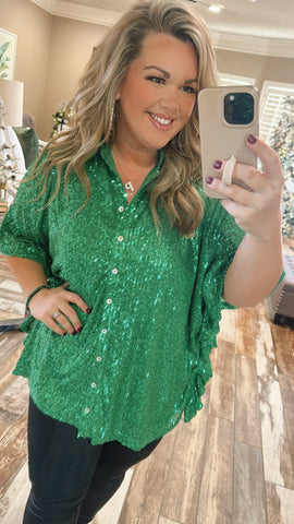 Meet Me Under The Mistletoe Sequin Top