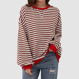 Those Summer Nights: Striped Round Neck Long Sleeve Pullover