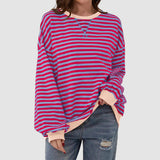 Those Summer Nights: Striped Round Neck Long Sleeve Pullover