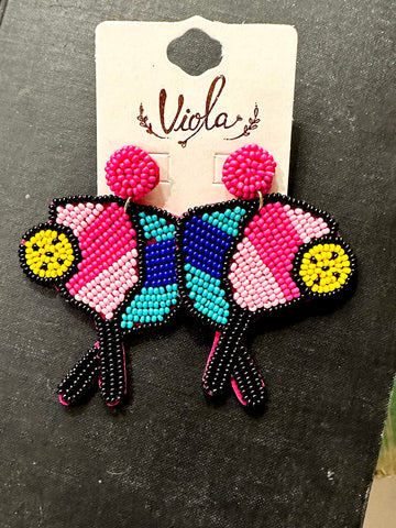 Pickleball Beaded Earrings