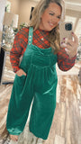 Velvet Overalls-Emerald