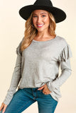 All The Frills Top-Grey