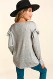 All The Frills Top-Grey