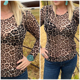 Leopard Mesh Long Sleeve Top