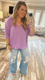 Lavender Waffle Knit Top