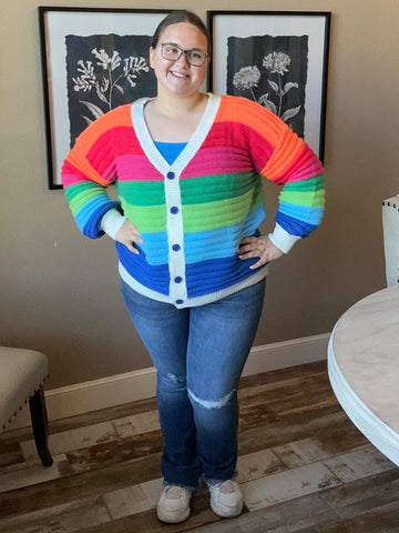 Color Pop Button Down Sweater Cardigan