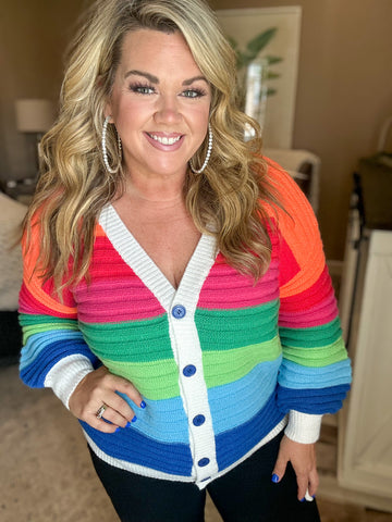 Color Pop Button Down Sweater Cardigan