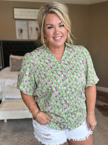 Stay Awhile Button Up Top