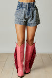 Pearl Studded Paperbag Shorts