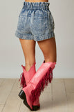 Pearl Studded Paperbag Shorts