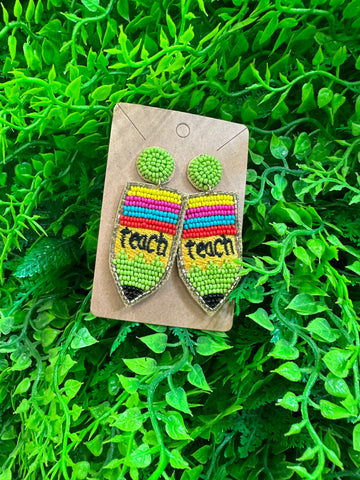 Teach Beaded Earrings