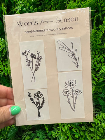 Words For A Season Temporary Tattoos-Floral
