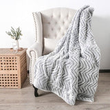 Black/Grey Chevron Faux Fur Blanket