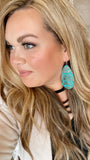 Turquoise Teardrop Leather Earrings