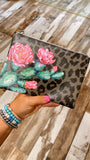 Leopard Cactus Wristlet/Cosmetic Bag