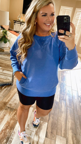 Cool To Be Casual Sweatshirt With Pockets-Blue