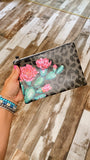 Leopard Cactus Wristlet/Cosmetic Bag