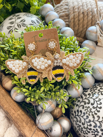Busy Bee Beaded Earrings