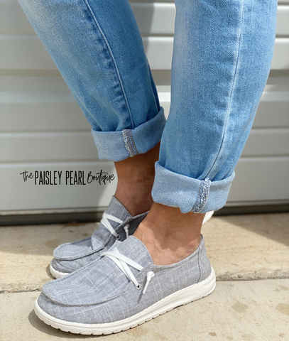 Holly Canvas Boat Shoes-Grey