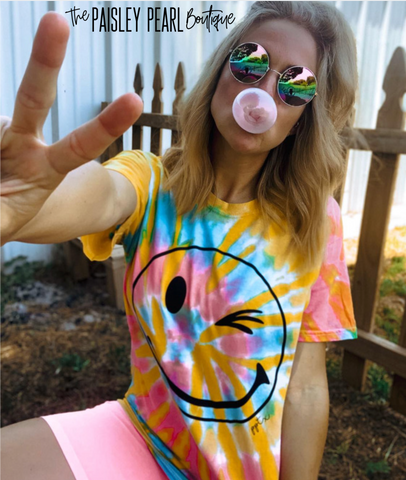 Winky Face Tie-Dye Tee (ADULT)