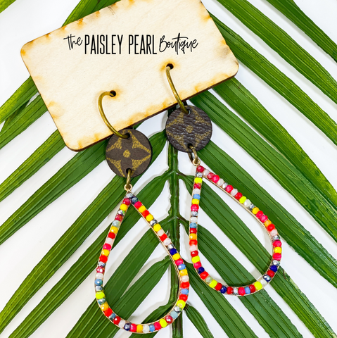 LV Inspired Earrings-Multi-Color Teardrops