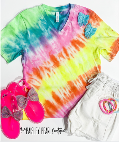 Hand Dyed Tie-Dye V-neck Tee