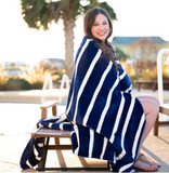 Cozy Up Plush Blanket-Navy Stripe