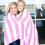 Cozy Up Plush Blanket-Pink & White Stripe