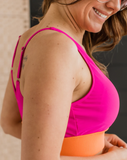 Kissed By The Sun Bikini Swim Top- Hot Pink & Orange
