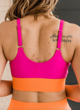 Kissed By The Sun Bikini Swim Top- Hot Pink & Orange