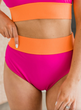 Ray Of Sunshine Swim Bottoms- Hot Pink & Orange