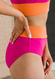 Ray Of Sunshine Swim Bottoms- Hot Pink & Orange