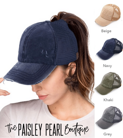 CC Mesh Ponytail Cap-Solid Colors