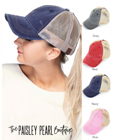 CC Mesh Ponytail Cap-Two Tone Colors