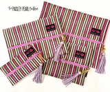 Makeup Junkie Bags-Pink Velour Striped