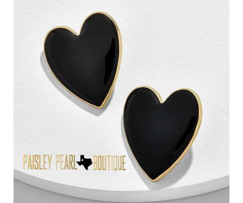 Full Heart Earrings-Black