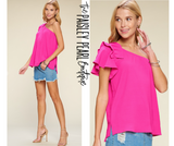 Kelsea One Shoulder Top Fuchsia- PREORDER