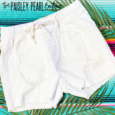 Summertime Fun Shorts-WHITE