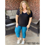 Power Mesh Tummy Control Capri Leggings- TEAL